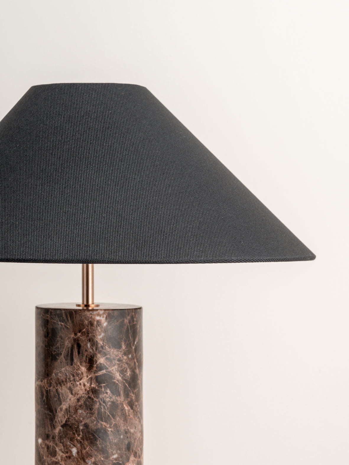 Morola - 1 light large brown marble cylinder table lamp
