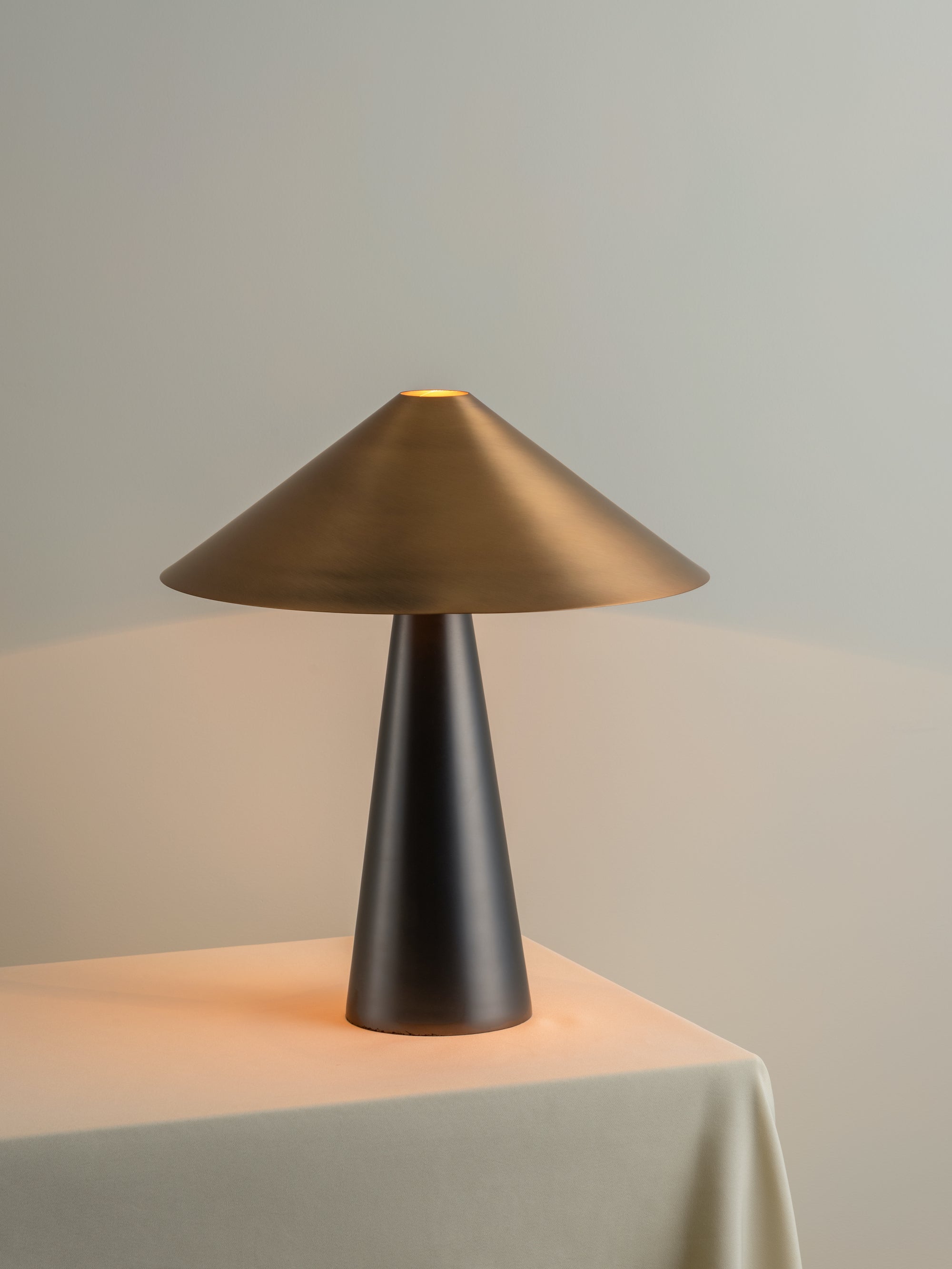 Orta - 1 light antique silver and burnished brass cone table lamp