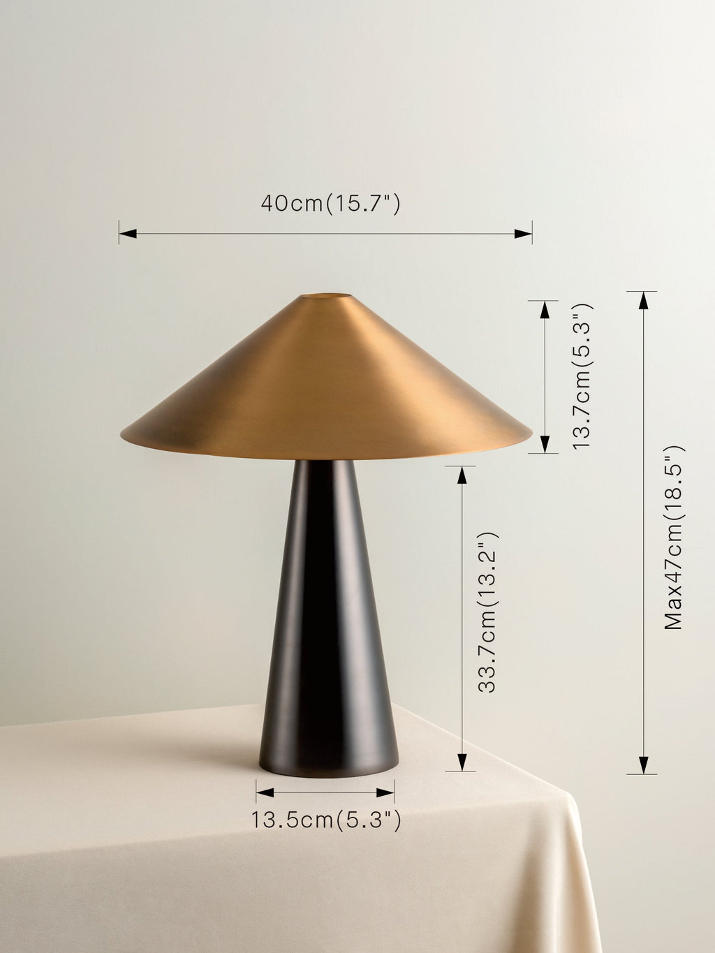 Orta - 1 light antique silver and burnished brass cone table lamp